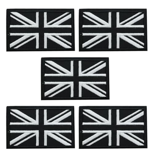 Hsthe Sea 5 Stück 3D PVC Rubber UK Großbritannien Flaggen Patch, Schweres Robust Material,Hakenrückseite ohne Schlaufe, Taktische Britisch Emblem Patch für Kleidung Taschen Rucksack Uniform Weste von Hsthe Sea