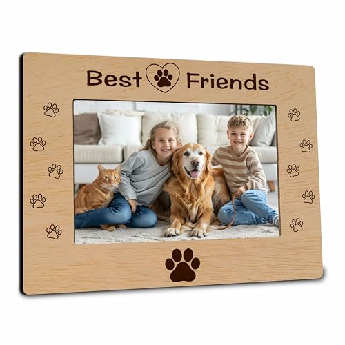 Bilderrahmen für 10,2 x 15,2 cm große Fotos, beste Freunde, Bilderrahmen für Hundeliebhaber, Holz-Bilderrahmen für Erinnerungshund, Büro- und Heim-Desktop-Dekorationen – A09 von Hsupl