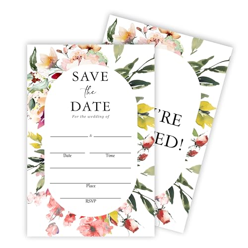 Hsupl Einladungskarte für Brautparty, 10,2 x 15,2 cm, Set mit 25 Hochzeitseinladungen mit Umschlag, Aquarellblumen-Einladungen für Brautparty, Party, Save The Date, Verlobungsfeier, Partyzubehör, A20 von Hsupl