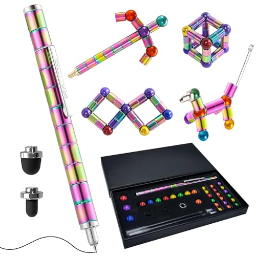 Hsypti Magnetischer Kugelschreiber, Lustige Multifunktions Fidget Pen Magnetstift, Coole Sachen Gadgets Stressabbau Druckkugelschreiber Geschenk für Junge Männer Frauen (Mehrfarbig) von Hsypti