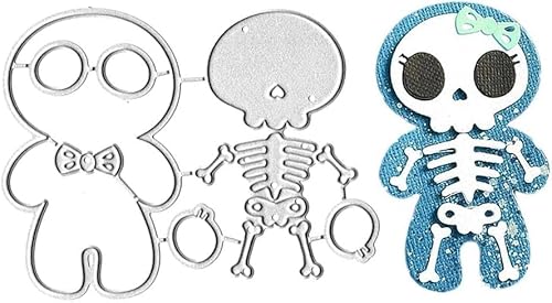 Silberne Halloween-Totenkopf-Metall-Stanzformen, niedliches Skelett, Geist, Stanzschablone, Happy Halloween, Stanzschablone für Kartenherstellung, DIY, Scrapbooking, dekorative Stanzformen von Htppzjr