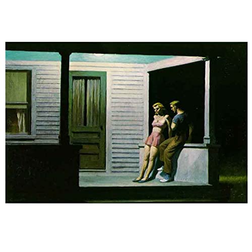 Htt-Kup-Rpp Edward Hopper《Sommerabend》Vintage Poster Ölgemälde Reproduktion Leinwand Drucken Wand Art Home Decor Geschenk（55x83cm） 22x33inch,Ungerahmt von Htt-Kup-Rpp