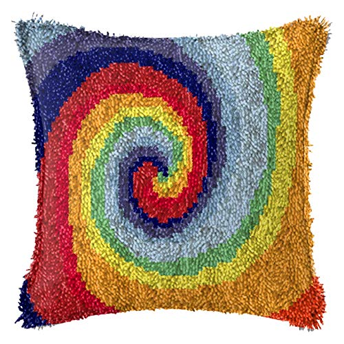 HuaHong Knüpfkissen Zum Selber Knüpfen, 43cm Teppich Knüpfen Set, Kissenbezug Stickerei Set für Kinder Erwachsene Anfanger (Color : Gradient) von HuaHong