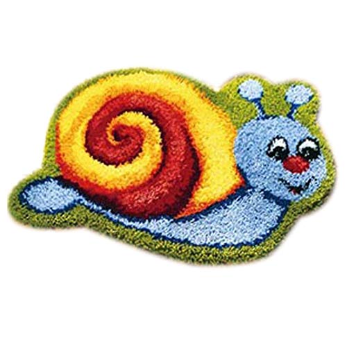 HuaHong Knüpfteppich DIY Handwerk Knüpfpackung zum Selber Knüpfen Teppich Kreuzstich Set für Kinder, Erwachsene, 52 x 45 cm (Color : Color Snail) von HuaHong