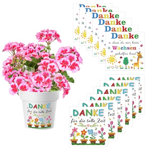 12 PCS Blumentopf Aufkleber, Aufkleber Blumentopf Danke, Erzieherin Lehrerin Danke Sticker, Wasserfester Aufkleber für den Blumentopf, Danke, Dass Du Mir Beim Wachsen Geholfen Hast von HuaMuDM