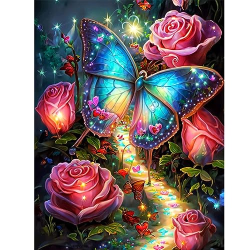 Huacan AB Diamond Painting Diamond Painting Diamant Malerei Schmetterlinge Set Rundbohrer-Set Leinwand 5D Bild Kinder Erwachsene Strass Puzzle Zeichnung Wanddekoration Schlafzimmer 30 x 40 cm von Huacan