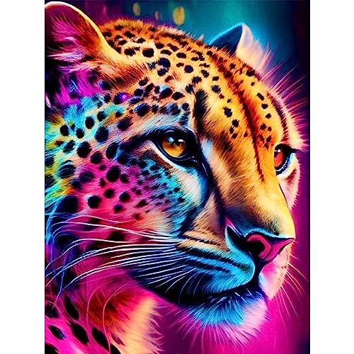 Huacan Diamond Painting AB Steine Leopard Diamant Paintings Bilder Malerei Voll Runde Stickerei für Kinder Erwachsene Haus Wand Zimmer Dekor 30x40cm von Huacan