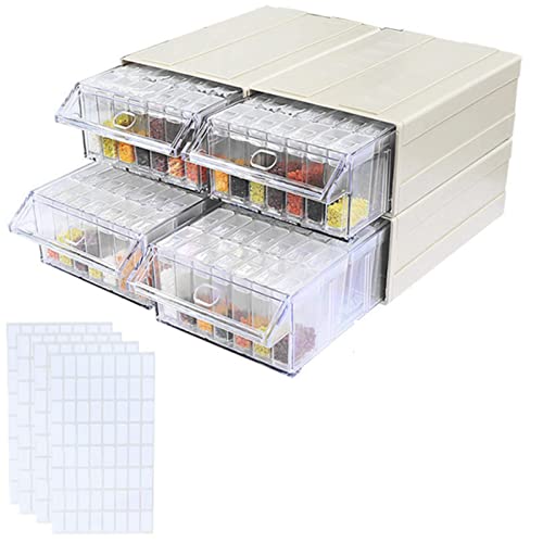 Huacan Diamond Painting Zubehör 4 Set Aufbewahrungsbox mit Trichter Stickers Diamant Malerei Aufbewahrungsbehälter 140 Stück Stapelbare Handwerk Organizer Kits von Huacan