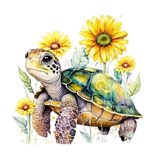 Huacan Kreuzstich-Set, geprägte Schildkröte, volle Reichweite, 11-fädig, DIY-Sonnenblumen-Stickset für Erwachsene und Anfänger, 40,6 x 40,6 cm von Huacan