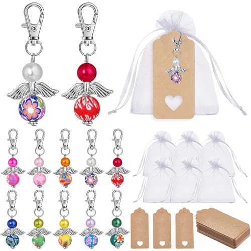 96Pcs Engelanhänger,32 set Hochzeit Taufe Anhänger,Engel Anhänger Schlüsselanhänger,kleine schutzengel anhänger,Gastgeschenke Kommunion,Schutzengel+Organza,Gastgeschenke Taufe Hochzeit von Huahuanghui