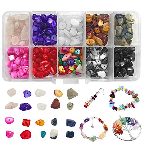 Edelsteine mit Loch, 6-11mm Naturform Perlen, Gemstone Chips Beads, Edelsteinperlen Naturform Perlen, DIY Armbänder Selber Machen, Edelsteine Beads für DIY Schmuck Armbänder Herstellung Basteln von Huahuanghui