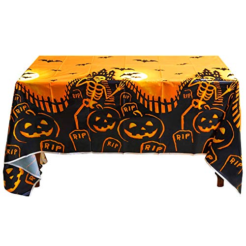 Halloween Kürbis Tischdecke,140cm*180cm Tischdecke Halloween Deko,Halloween Gruselige Tischdecke,Tischdecke Gruseliger Kürbis,wasserdichte Rechteckige Tischdecke,Halloween Party Dekoration Tischdecke von Huahuanghui