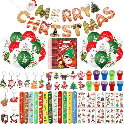 Huahuanghui Weihnachten Party Mitgebsel 79 Stück, Weihnachten Schnapparmband, Weihnachten Schlüsselanhänger, Stempel Weihnachten, Mitbringsel Weihnachten, Weihnachten Geschenk für Kinder von Huahuanghui