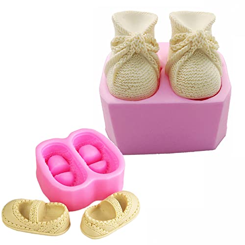 Silikonform für Babyschuhe, Mousse-Kuchenformen, Werkzeug, handgefertigt, Seife, Kerzen, zum Selbermachen, 2 Stück von Huaifu Xiaolajiao