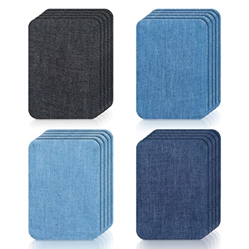 20 Stück Jeans Denim Patches, Premium Qualität Denim Bügelbild Jeans Patches, 4 Schattierungen von blauen Bügelhosen für Löcher Kleidung Reparatur außen (10,9 x 7,4 cm) von Huakaile