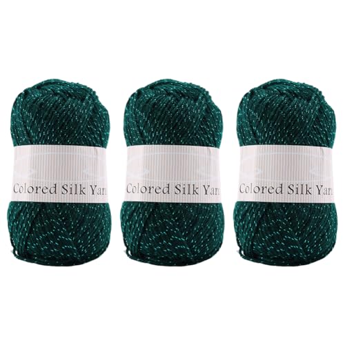 Huamengyuan Buntes Gold und Silbergarn 4-strängiges Acrylgarn Handstrick Häkeln Baumwollstrickgarn zum Pullover Hüte Wolle zum Häkeln Häkelwolle Wollset Wollknäuel Häkelset Garn aus Baumwolle 3 Stück von Huamengyuan