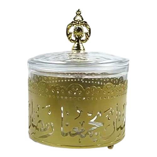 Huamengyuan Candy Bar Gläser Luftdicht Vintage Bonbonglas mit Deckel & Etiketten- Robustes Glas Spülmaschinenfest mit goldenem dekorativem Boden für Kekse & Süßigkeiten im arabischen Stil von Huamengyuan