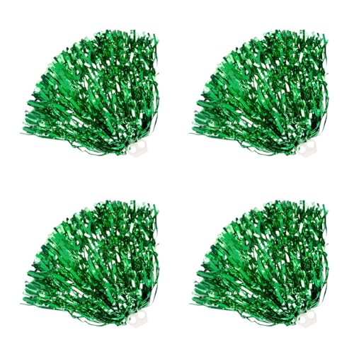 Huamengyuan Cheer Poms handgefertigt Pompons Cheerleading 4 Stück Sport Tanz Handheld, 30 cm,Cheerleader Pompons Cheerleading Pompons Tanzpompons Sportspiel Teamgeist Grün von Huamengyuan