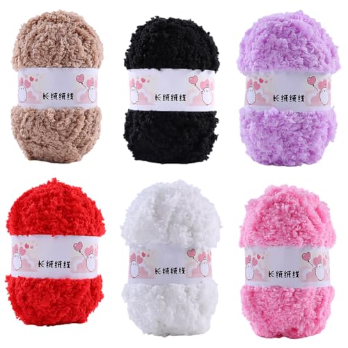 Huamengyuan Einzelstrang dickes Korallengarn Garn Super Soft Knitting Chunky Grobstrick Weiches Wollgarn zum Häkeln zum Weben von Schals Mützen Decken Zierkissen halbseitig flauschig für Mütze von Huamengyuan