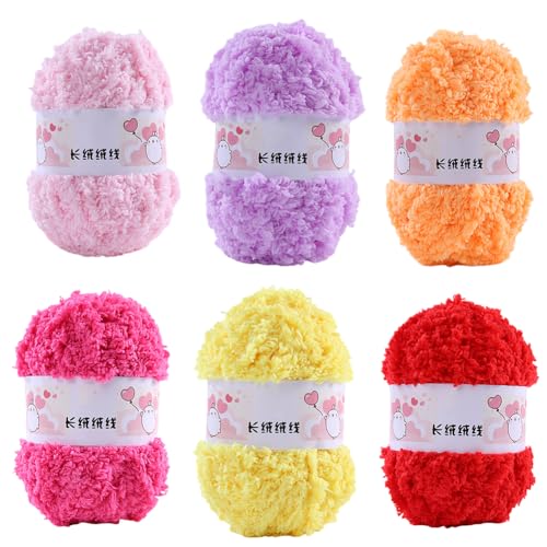 Huamengyuan Einzelstrang dickes Korallengarn Garn Super Soft Knitting Chunky Grobstrick Weiches Wollgarn zum Häkeln zum Weben von Schals Mützen Decken Zierkissen halbseitig flauschig für Mütze von Huamengyuan