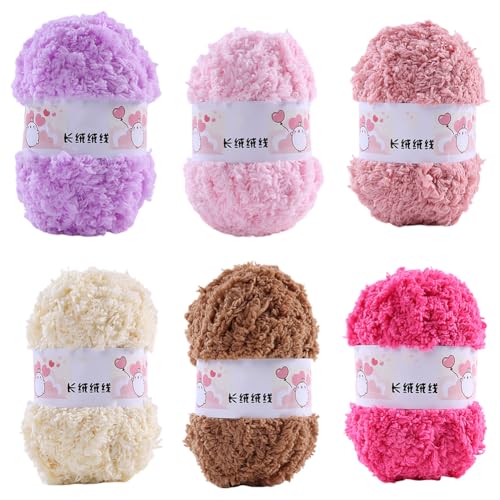 Huamengyuan Einzelstrang dickes Korallengarn Garn Super Soft Knitting Chunky Grobstrick Weiches Wollgarn zum Häkeln zum Weben von Schals Mützen Decken Zierkissen halbseitig flauschig für Mütze von Huamengyuan