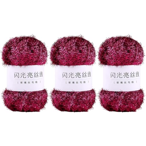 Huamengyuan JubileeYarn bilaterales glitzerndes Garn handgefertigt DIY-Taschentuch Geschirrtuchgarn funkelndes Seidengarn ölabweisendes goldenes Garn Scrubby Sparkle Garn mehrfarbig 11 Stück von Huamengyuan