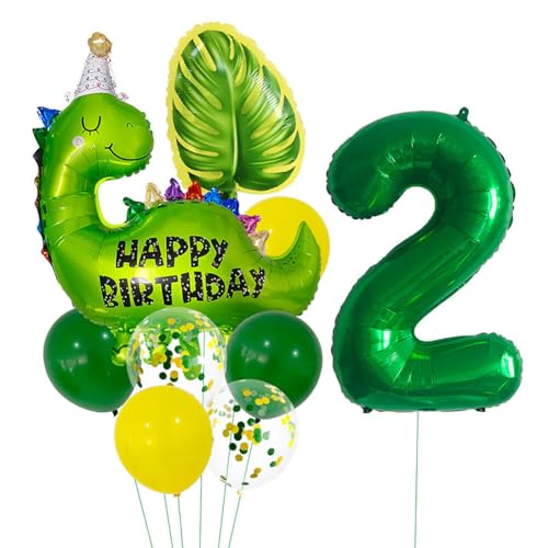 Huamengyuan Party-Deko Dinosaurier Happy Birthday Luftballon Dino Langhals Folien-Ballon Folien-Luftballon Kinder-Geburtstag Junge Geburtstagsballon Party Motto-Party Dino Geburtstagsparty Dekoration von Huamengyuan