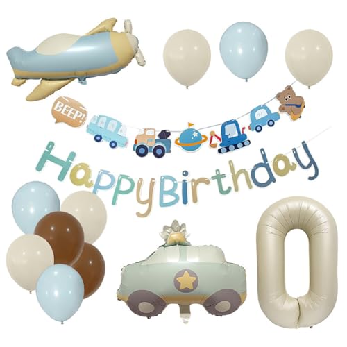 Huamengyuan Party-Deko Happy Birthday Ballon Multi Balloon Folienballon Bär Geburtstagsdeko Junge Truck Flugzeug-Auto-Folienballons Urlaubsdeko für Babygeburtstag Cartoon-Tierformen Nummer 1 von Huamengyuan