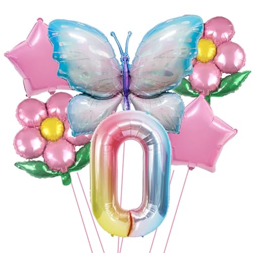 Huamengyuan Party-Deko Luftballons Geburtstag Happy Birthday Ballon Bunte Flügel-Zahlenballons mit Farbverlauf, Mini-Aluminiumfolie, ideal als Dekoration für den Kindertag, Typ 10 von Huamengyuan