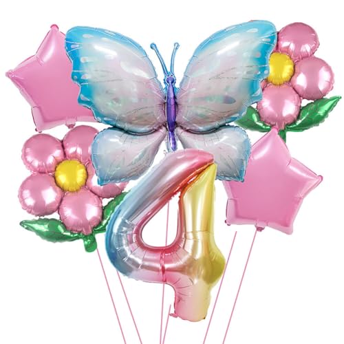 Huamengyuan Party-Deko Luftballons Geburtstag Happy Birthday Ballon Bunte Flügel-Zahlenballons mit Farbverlauf, Mini-Aluminiumfolie, ideal als Dekoration für den Kindertag, Typ 4 von Huamengyuan