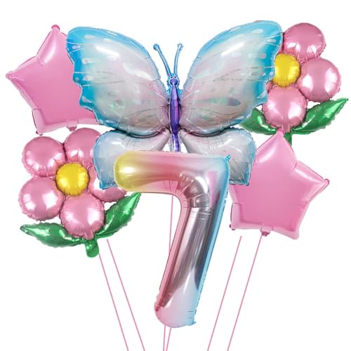 Huamengyuan Party-Deko Luftballons Geburtstag Happy Birthday Ballon Bunte Flügel-Zahlenballons mit Farbverlauf, Mini-Aluminiumfolie, ideal als Dekoration für den Kindertag, Typ 7 von Huamengyuan