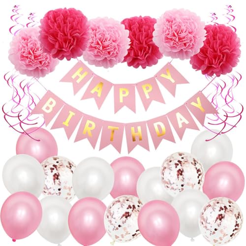 Huamengyuan Party-Deko Luftballons Geburtstag Happy Birthday Ballon Happy Birthday Banner Hängende Geburtstag Girlande für Geburtstagsparty Geburtstagsfeier Geburtstagsbanner Typ 2 von Huamengyuan