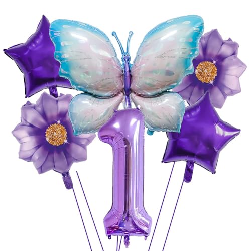 Huamengyuan Party-Deko Luftballons Geburtstag Happy Birthday Ballon Schmetterling Deko Geburtstag Schmetterling Folienballons Girlande Mädchen Schmetterling Deko Torte Kinder Typ 1 von Huamengyuan