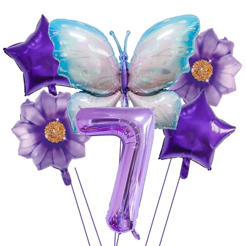 Huamengyuan Party-Deko Luftballons Geburtstag Happy Birthday Ballon Schmetterling Deko Geburtstag Schmetterling Folienballons Girlande Mädchen Schmetterling Deko Torte Kinder Typ 7 von Huamengyuan