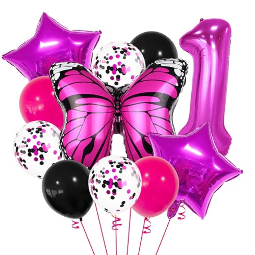 Huamengyuan Party-Deko Luftballons Geburtstag Happy Birthday Ballon Schmetterling luftballon 32-Zoll für Schmetterlinge Luftballon Girlande Deko Mädchen Party Kinder Nummer 1 von Huamengyuan