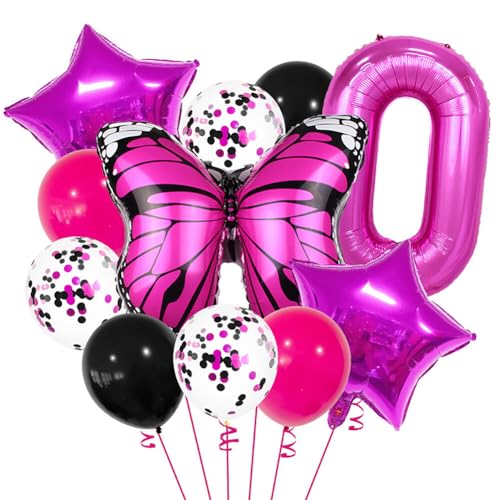 Huamengyuan Party-Deko Luftballons Geburtstag Happy Birthday Ballon Schmetterling luftballon 32-Zoll für Schmetterlinge Luftballon Girlande Deko Mädchen Party Kinder Nummer 10 von Huamengyuan