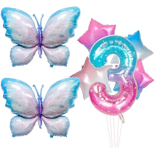 Huamengyuan Party-Deko Luftballons Geburtstag Happy Birthday Ballon Schmetterling luftballon Bubble Gradient Fantasy Float Aluminiumfolie 40-Zoll-Set für Baby-Geburtstagsparty-Dekoration Nummer 3 von Huamengyuan