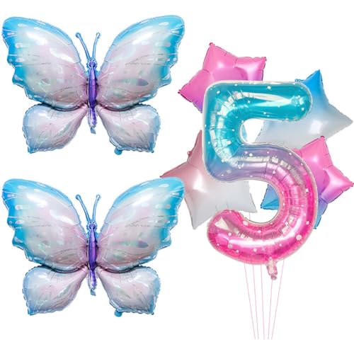 Huamengyuan Party-Deko Luftballons Geburtstag Happy Birthday Ballon Schmetterling luftballon Bubble Gradient Fantasy Float Aluminiumfolie 40-Zoll-Set für Baby-Geburtstagsparty-Dekoration Nummer 5 von Huamengyuan