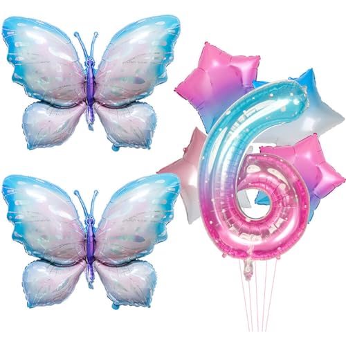 Huamengyuan Party-Deko Luftballons Geburtstag Happy Birthday Ballon Schmetterling luftballon Bubble Gradient Fantasy Float Aluminiumfolie 40-Zoll-Set für Baby-Geburtstagsparty-Dekoration Nummer 6 von Huamengyuan