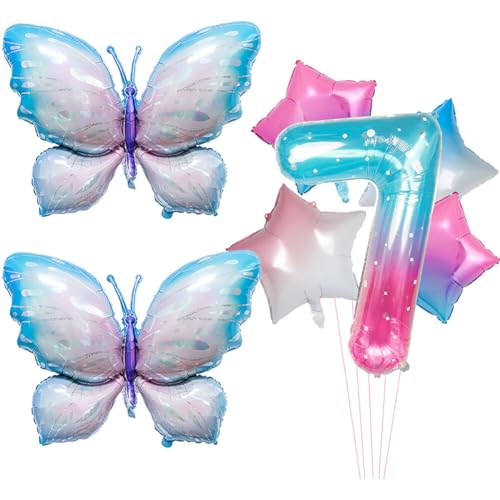 Huamengyuan Party-Deko Luftballons Geburtstag Happy Birthday Ballon Schmetterling luftballon Bubble Gradient Fantasy Float Aluminiumfolie 40-Zoll-Set für Baby-Geburtstagsparty-Dekoration Nummer 7 von Huamengyuan