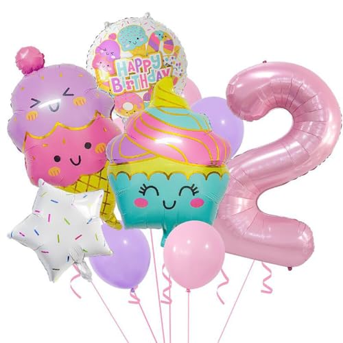 Huamengyuan Party-Deko Luftballons Geburtstag Happy Birthday Ballon Sommer Ice Cream Themenorientierte Geburtstags Dekoration Ballons für Kindergeburtstag Deko, Typ 2 von Huamengyuan