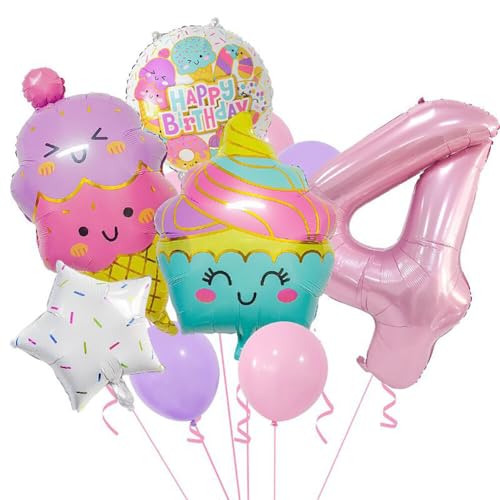 Huamengyuan Party-Deko Luftballons Geburtstag Happy Birthday Ballon Sommer Ice Cream Themenorientierte Geburtstags Dekoration Ballons für Kindergeburtstag Deko, Typ 4 von Huamengyuan
