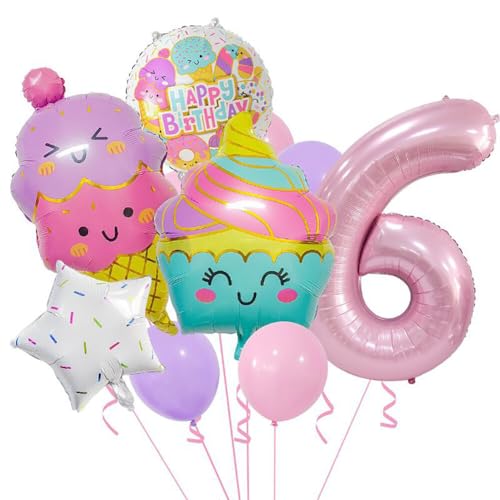 Huamengyuan Party-Deko Luftballons Geburtstag Happy Birthday Ballon Sommer Ice Cream Themenorientierte Geburtstags Dekoration Ballons für Kindergeburtstag Deko, Typ 6 von Huamengyuan