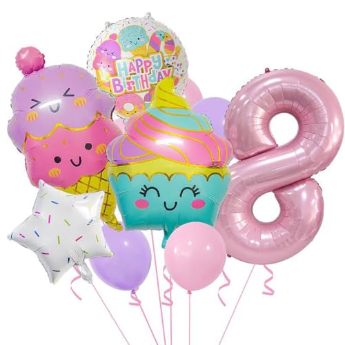 Huamengyuan Party-Deko Luftballons Geburtstag Happy Birthday Ballon Sommer Ice Cream Themenorientierte Geburtstags Dekoration Ballons für Kindergeburtstag Deko, Typ 8 von Huamengyuan