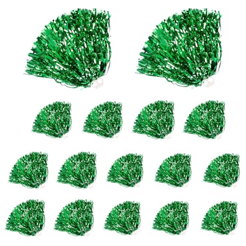 Huamengyuan Pompons Cheerleading Cheer Poms 16 Stück handgefertigt PVC-Seide verschlüsselte Handheld 30 cm Cheer-Pompons für Sport Sportveranstaltungen, Tanzen,Junggesellinnenabschied Tanz Grün von Huamengyuan