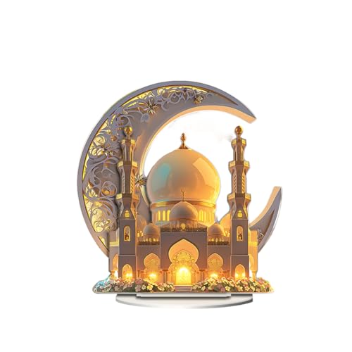 Huamengyuan Ramadan Tischdeko Eid Mubarak Tischdeko Mondfest Mondschloss Home Acrylornamente Eid Festival Mond Schloss Dekoration Hause Acryl Ornament Handwerk für Wohnkultur von Huamengyuan