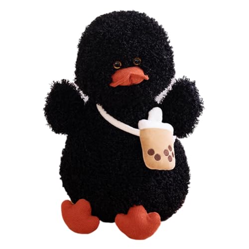 Huamengyuan Spielzeug Cartoon Tierpuppen Puppe Plüschpuppe Kuscheltiere Ente Kostüm Plüschtier Weihnachten Niedliche Kleidung mit Kopfbedeckung Geburtstagsgeschenke für Familie Schwarz, 40 cm von Huamengyuan