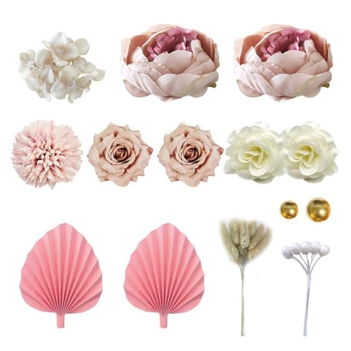 Huamengyuan schilder flaggen Happy Birthday Stück Boho Tortendeko Dekoration Blumen Golden Kugeln Hochzeit Cupcake Topper DIY Geburtstag Babyparty Braut Cake Decoration für böhmische Hochzeit von Huamengyuan