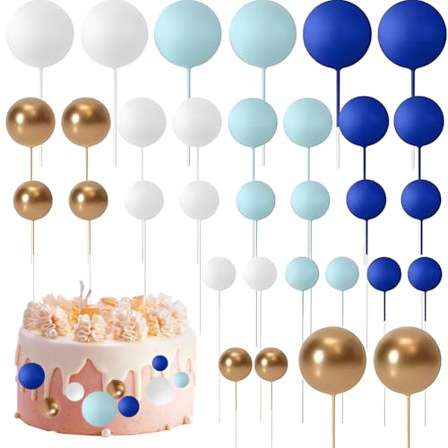 Huamengyuan schilder flaggen Happy Birthday tortenaufsatz 32 Stück Tortendeko Kugeln Cake Topper Mini-Ballons Tortenaufleger für Hochzeit Party Baby Dusche Geburtstag Torte Dekorieren von Huamengyuan