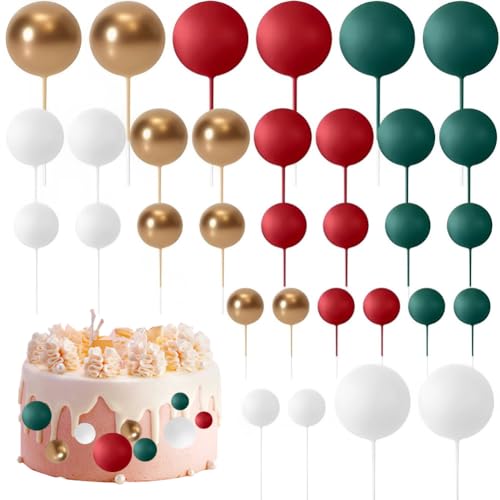 Huamengyuan schilder flaggen Happy Birthday tortenaufsatz 32 Stück Tortendeko Kugeln Cake Topper Mini-Ballons Tortenaufleger für Hochzeit Party Baby Dusche Geburtstag Torte Dekorieren von Huamengyuan